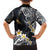 Polynesian Tribal Tattoo Family Matching Long Sleeve Bodycon Dress and Hawaiian Shirt Plumeria Black Gold Marble Pattern