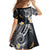 Polynesian Tribal Tattoo Family Matching Long Sleeve Bodycon Dress and Hawaiian Shirt Plumeria Black Gold Marble Pattern