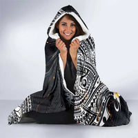 Polynesian Tribal Tattoo Hooded Blanket Plumeria Black Gold Marble Pattern LT9 - Polynesian Pride