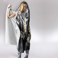 Polynesian Tribal Tattoo Hooded Blanket Plumeria Black Gold Marble Pattern LT9 - Polynesian Pride