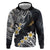 Polynesian Tribal Tattoo Hoodie Plumeria Black Gold Marble Pattern