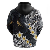Polynesian Tribal Tattoo Hoodie Plumeria Black Gold Marble Pattern LT9 - Polynesian Pride