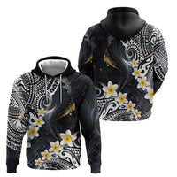 Polynesian Tribal Tattoo Hoodie Plumeria Black Gold Marble Pattern LT9 - Polynesian Pride