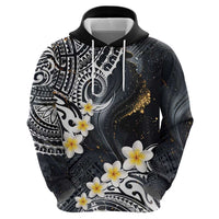 Polynesian Tribal Tattoo Hoodie Plumeria Black Gold Marble Pattern LT9 - Polynesian Pride