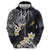 Polynesian Tribal Tattoo Hoodie Plumeria Black Gold Marble Pattern