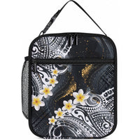 Polynesian Tribal Tattoo Lunch Bag Plumeria Black Gold Marble Pattern LT9 10.2 × 8.3 × 4.3 inch Black - Polynesian Pride