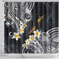 Polynesian Tribal Tattoo Shower Curtain Plumeria Black Gold Marble Pattern LT9 - Polynesian Pride