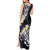 Polynesian Tribal Tattoo Tank Maxi Dress Plumeria Black Gold Marble Pattern