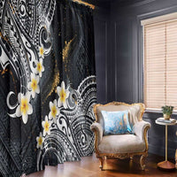 Polynesian Tribal Tattoo Window Curtain Plumeria Black Gold Marble Pattern LT9 - Polynesian Pride