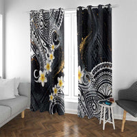 Polynesian Tribal Tattoo Window Curtain Plumeria Black Gold Marble Pattern LT9 With Grommets Black - Polynesian Pride