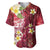 Polynesian Tribal Tattoo Baseball Jersey Plumeria Blood Red and Gold Marble Pattern