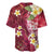 Polynesian Tribal Tattoo Baseball Jersey Plumeria Blood Red and Gold Marble Pattern