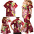 Polynesian Tribal Tattoo Family Matching Mermaid Dress and Hawaiian Shirt Plumeria Blood Red and Gold Marble Pattern