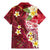 Polynesian Tribal Tattoo Family Matching Mermaid Dress and Hawaiian Shirt Plumeria Blood Red and Gold Marble Pattern