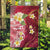 Polynesian Tribal Tattoo Garden Flag Plumeria Blood Red and Gold Marble Pattern