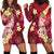 Polynesian Tribal Tattoo Hoodie Dress Plumeria Blood Red and Gold Marble Pattern