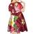 Polynesian Tribal Tattoo Kid Short Sleeve Dress Plumeria Blood Red and Gold Marble Pattern