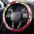 Polynesian Tribal Tattoo Steering Wheel Cover Plumeria Blood Red and Gold Marble Pattern