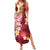 Polynesian Tribal Tattoo Summer Maxi Dress Plumeria Blood Red and Gold Marble Pattern