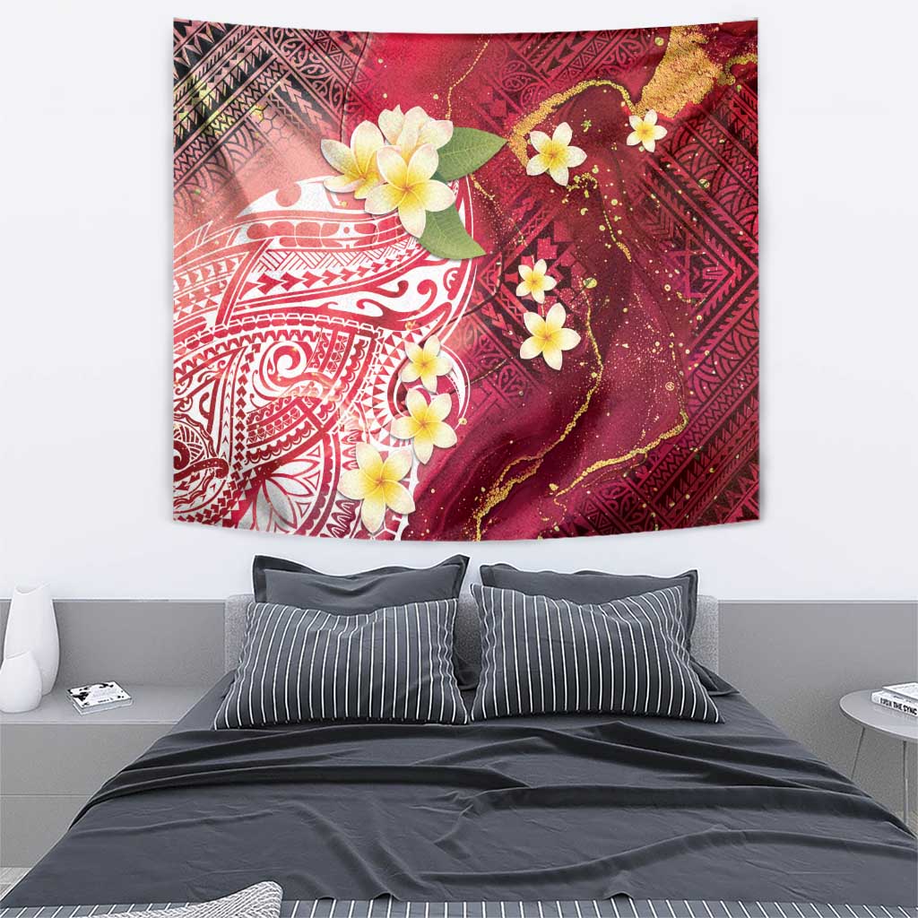 Polynesian Tribal Tattoo Tapestry Plumeria Blood Red and Gold Marble Pattern LT9 - Polynesian Pride