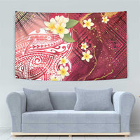 Polynesian Tribal Tattoo Tapestry Plumeria Blood Red and Gold Marble Pattern LT9 - Polynesian Pride