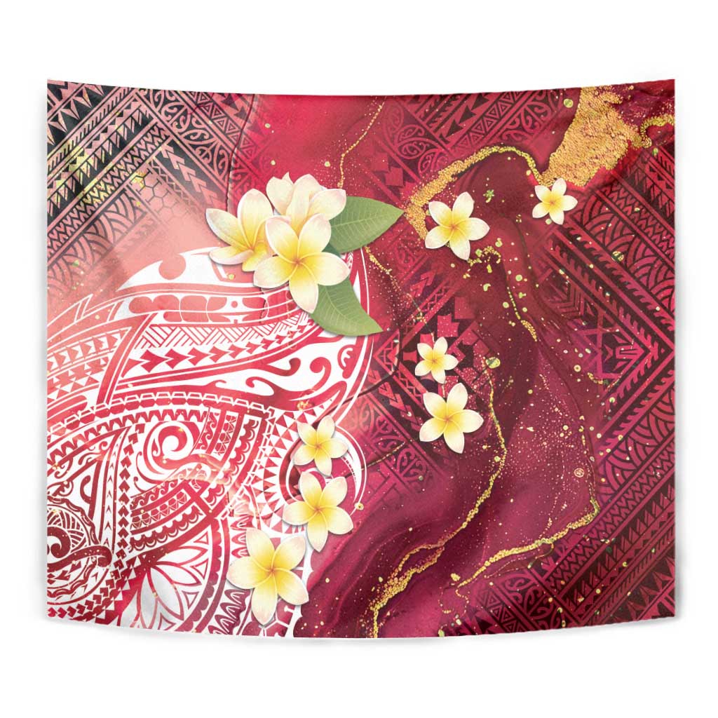 Polynesian Tribal Tattoo Tapestry Plumeria Blood Red and Gold Marble Pattern LT9 - Polynesian Pride