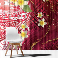 Polynesian Tribal Tattoo Window Curtain Plumeria Blood Red and Gold Marble Pattern LT9 - Polynesian Pride