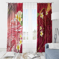 Polynesian Tribal Tattoo Window Curtain Plumeria Blood Red and Gold Marble Pattern LT9 - Polynesian Pride