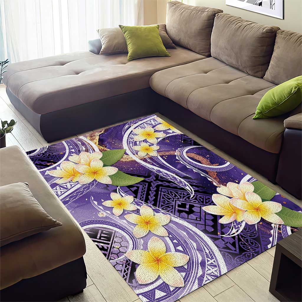 Polynesian Tribal Tattoo Area Rug Plumeria Purple Marble Pattern LT9 - Polynesian Pride