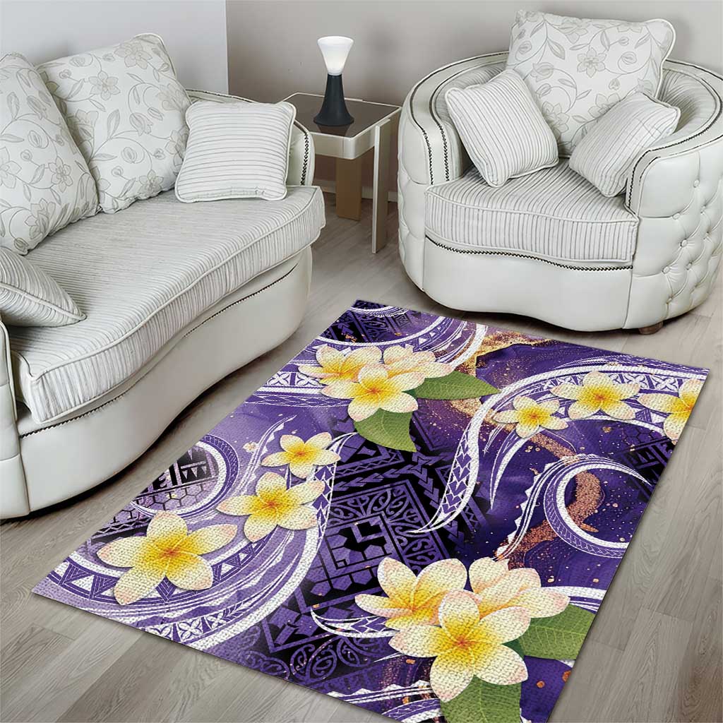 Polynesian Tribal Tattoo Area Rug Plumeria Purple Marble Pattern LT9 - Polynesian Pride