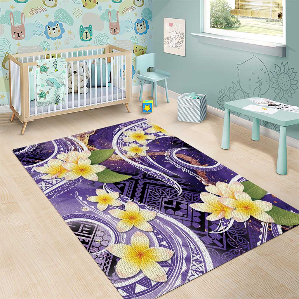Polynesian Tribal Tattoo Area Rug Plumeria Purple Marble Pattern LT9 - Polynesian Pride