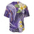 Polynesian Tribal Tattoo Baseball Jersey Plumeria Purple Marble Pattern