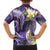 Polynesian Tribal Tattoo Family Matching Long Sleeve Bodycon Dress and Hawaiian Shirt Plumeria Purple Marble Pattern