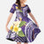 Polynesian Tribal Tattoo Family Matching Long Sleeve Bodycon Dress and Hawaiian Shirt Plumeria Purple Marble Pattern