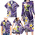 Polynesian Tribal Tattoo Family Matching Long Sleeve Bodycon Dress and Hawaiian Shirt Plumeria Purple Marble Pattern