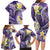 Polynesian Tribal Tattoo Family Matching Long Sleeve Bodycon Dress and Hawaiian Shirt Plumeria Purple Marble Pattern