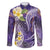 Polynesian Tribal Tattoo Family Matching Long Sleeve Bodycon Dress and Hawaiian Shirt Plumeria Purple Marble Pattern