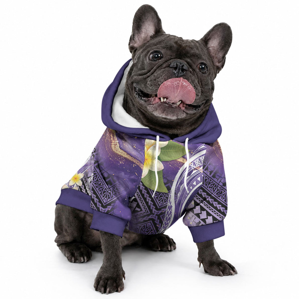 Polynesian Tribal Tattoo Pet Hoodie Plumeria Purple Marble Pattern LT9 - Polynesian Pride