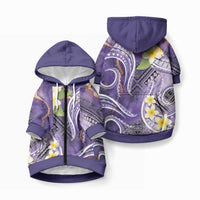 Polynesian Tribal Tattoo Pet Hoodie Plumeria Purple Marble Pattern LT9 Zip-up Purple - Polynesian Pride