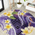 Polynesian Tribal Tattoo Round Carpet Plumeria Purple Marble Pattern