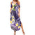 Polynesian Tribal Tattoo Summer Maxi Dress Plumeria Purple Marble Pattern