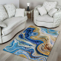Polynesian Tribal Tattoo Area Rug Swirling Ocean Marble Pattern LT9 - Polynesian Pride