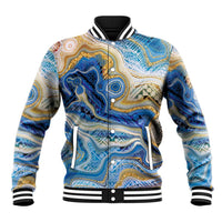 Polynesian Tribal Tattoo Baseball Jacket Swirling Ocean Marble Pattern LT9 Unisex Ocean - Polynesian Pride