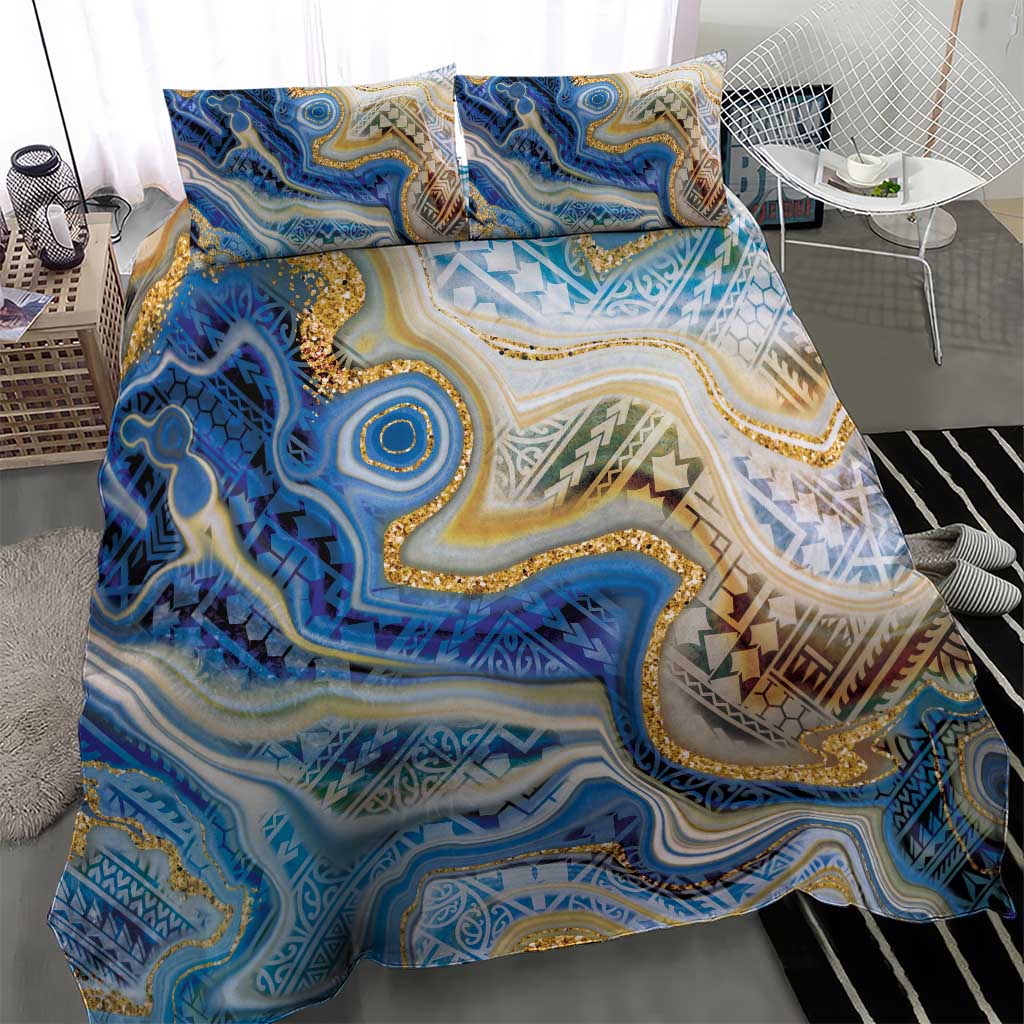 Polynesian Tribal Tattoo Bedding Set Swirling Ocean Marble Pattern LT9 - Polynesian Pride