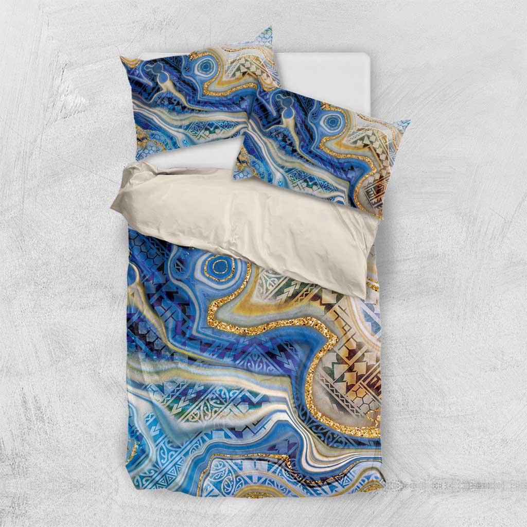 Polynesian Tribal Tattoo Bedding Set Swirling Ocean Marble Pattern LT9 US Twin 172cm x 218cm Ocean - Polynesian Pride