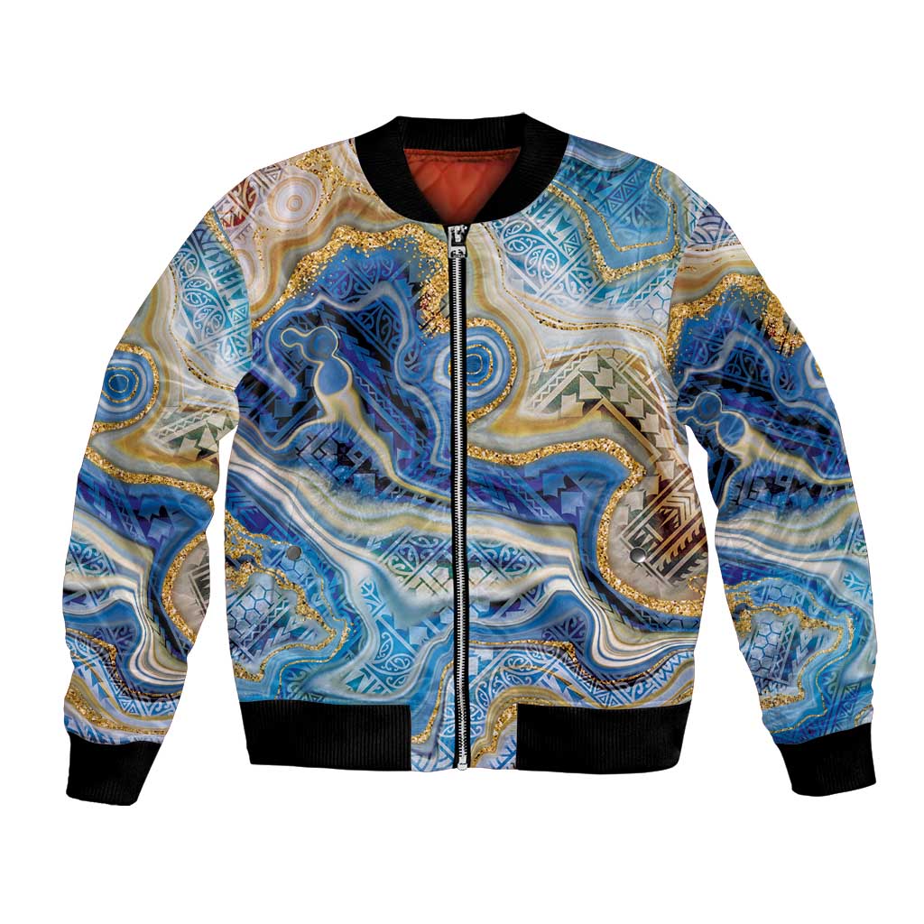 Polynesian Tribal Tattoo Bomber Jacket Swirling Ocean Marble Pattern LT9 Unisex Ocean - Polynesian Pride