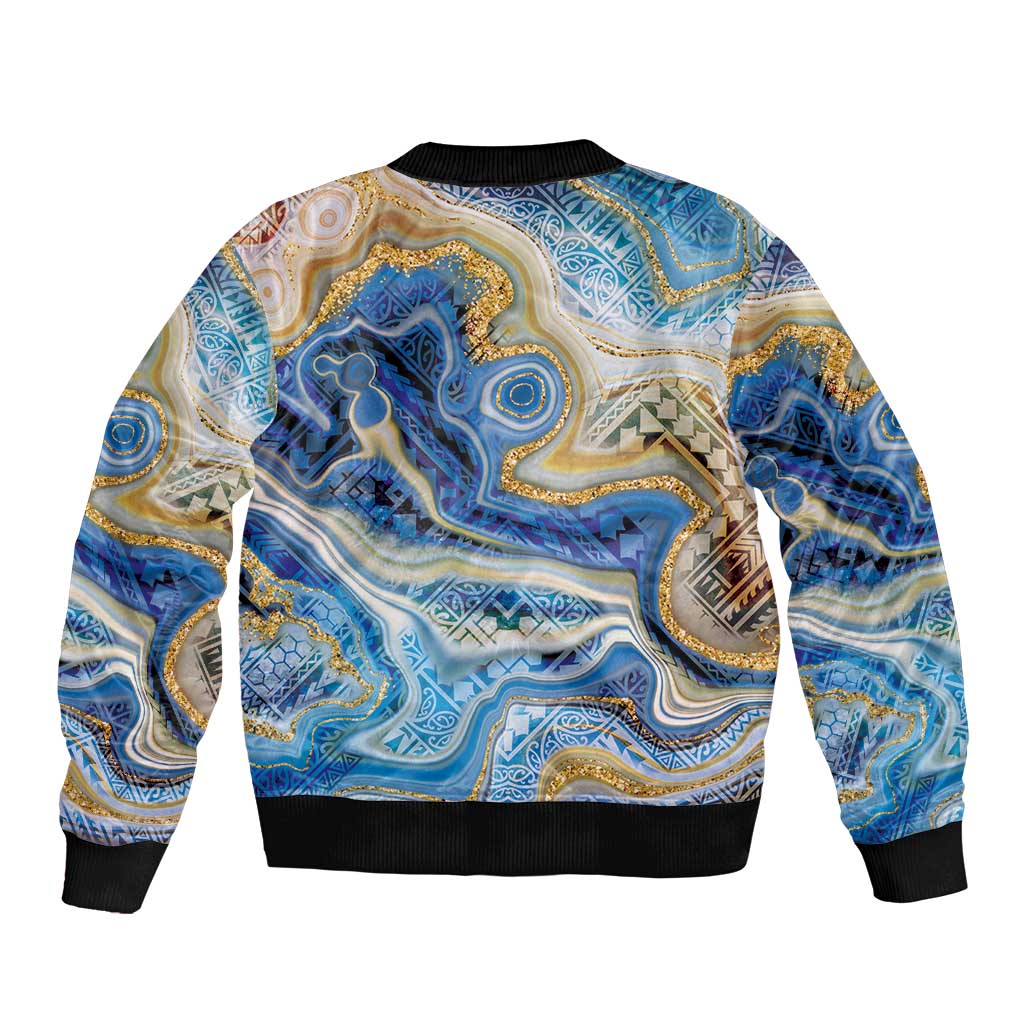 Polynesian Tribal Tattoo Bomber Jacket Swirling Ocean Marble Pattern LT9 - Polynesian Pride