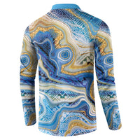 Polynesian Tribal Tattoo Button Sweatshirt Swirling Ocean Marble Pattern LT9 - Polynesian Pride
