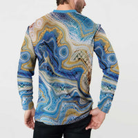 Polynesian Tribal Tattoo Button Sweatshirt Swirling Ocean Marble Pattern LT9 - Polynesian Pride