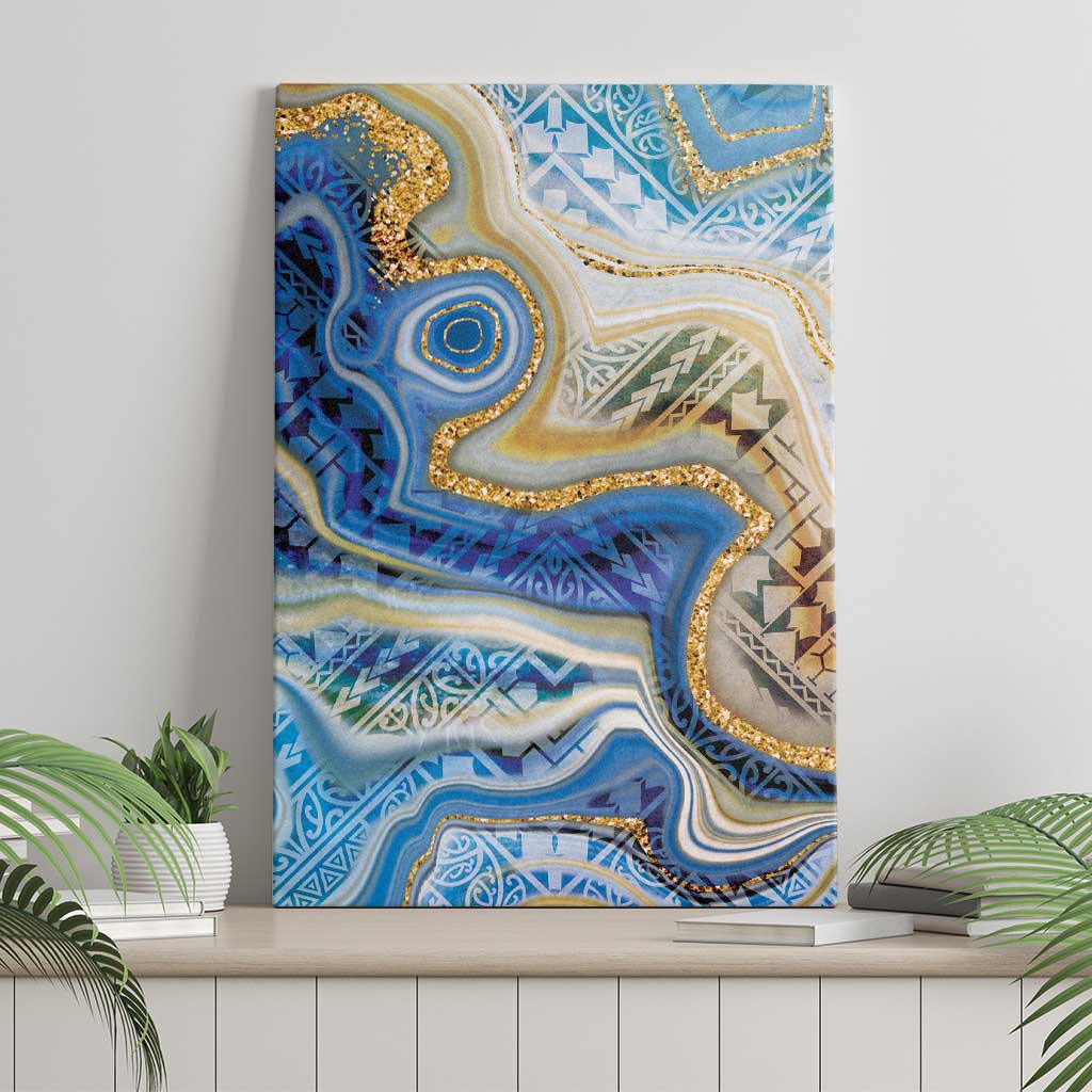 Polynesian Tribal Tattoo Canvas Wall Art Swirling Ocean Marble Pattern LT9 - Polynesian Pride
